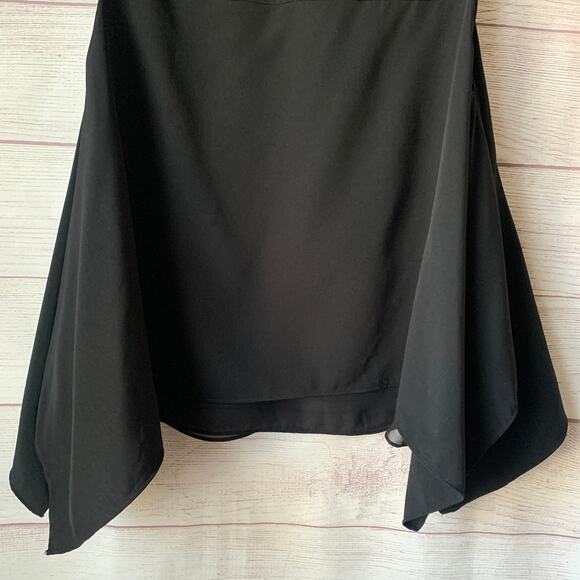 1. State Black Sleeveless Blouse Winged Asymmetrical Handkerchief Tiered Size XS - Picture 4 of 16